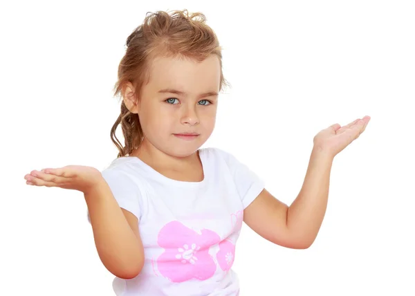 Little girl meditating on the Mat. — Stock Photo, Image