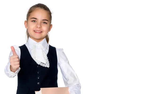 Menina segurando o polegar para cima — Fotografia de Stock