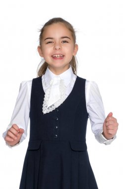 güzel küçük bir kız gülerek.