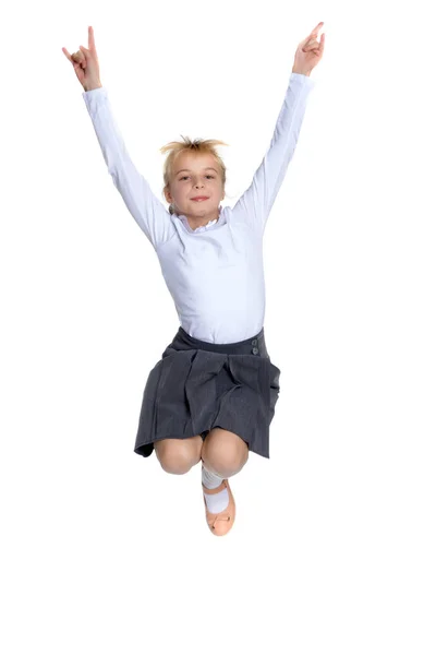 Little girl is jumping. — Stock Photo, Image