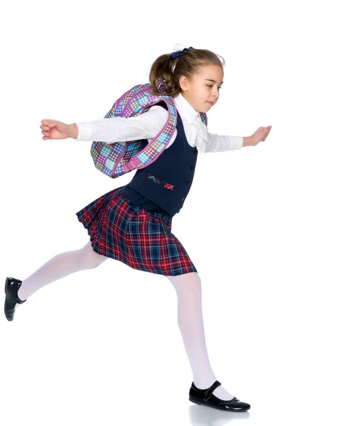 La ragazza va a scuola — Foto Stock