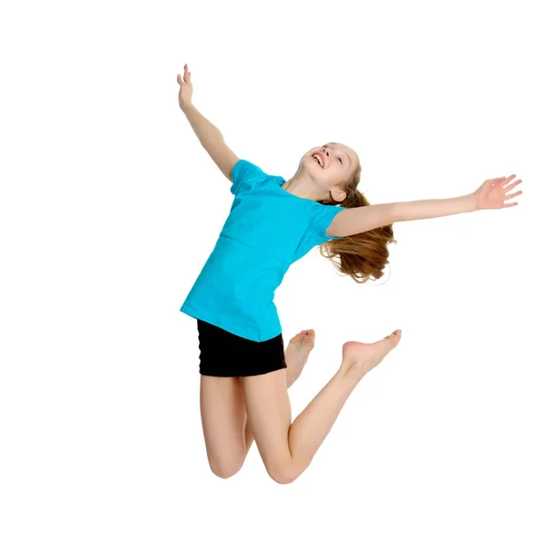 Tjej gymnast hoppning. — Stockfoto