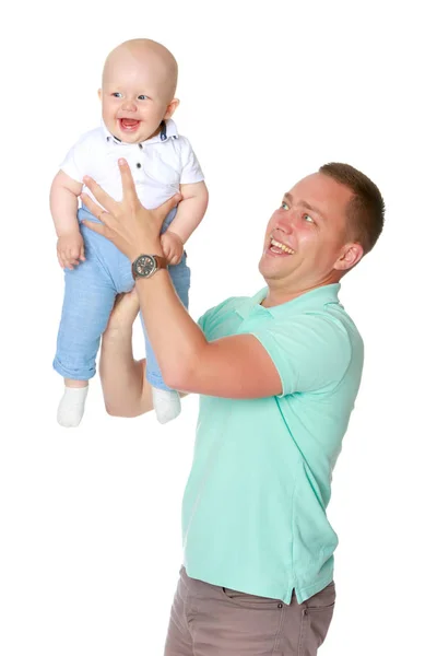 Dad is holding a baby — Stock Photo, Image