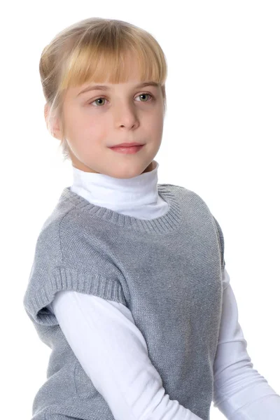 Retrato de uma menina close-up. — Fotografia de Stock