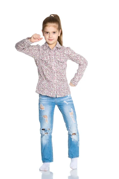 Little girl gesticulating. — Stock Photo, Image