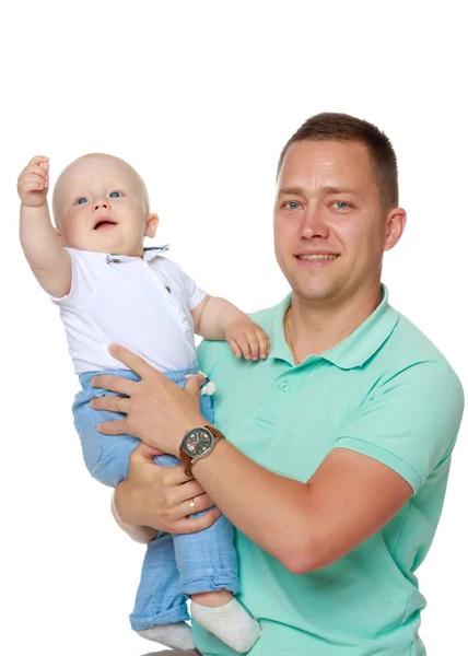 Dad is holding a baby — Stock Photo, Image