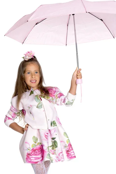 Dziewczynka pod parasolem. — Zdjęcie stockowe