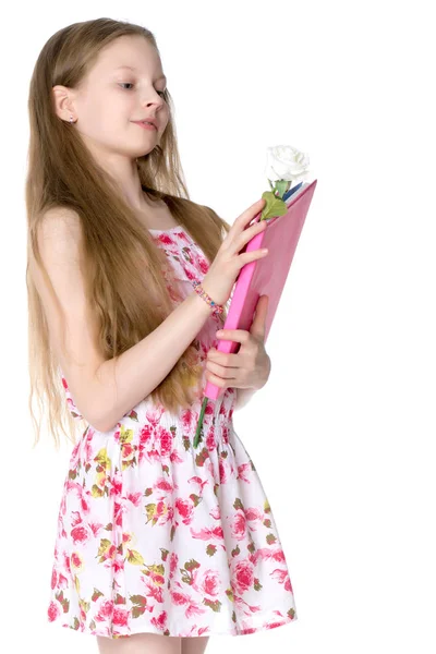 Menina com um livro — Fotografia de Stock