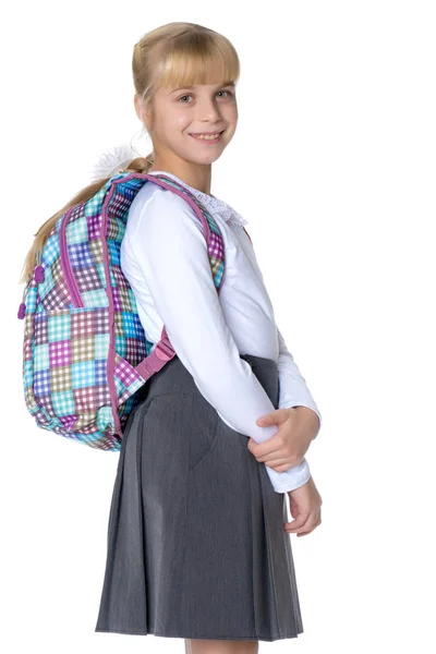 La ragazza va a scuola — Foto Stock