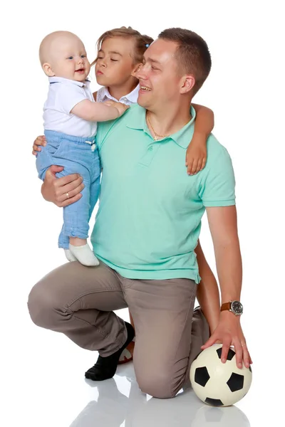 Happy dad with young children. — Stock Photo, Image