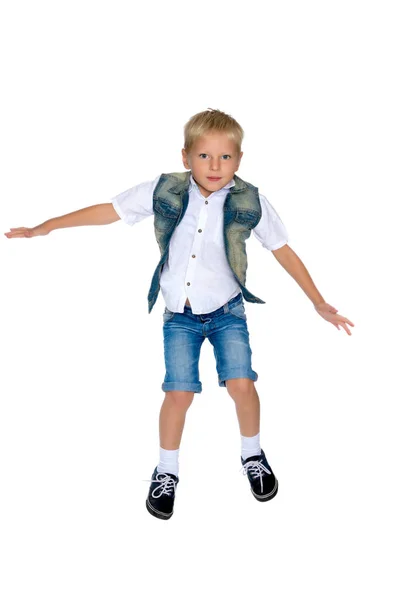 Little boy jumping — Stock Photo, Image