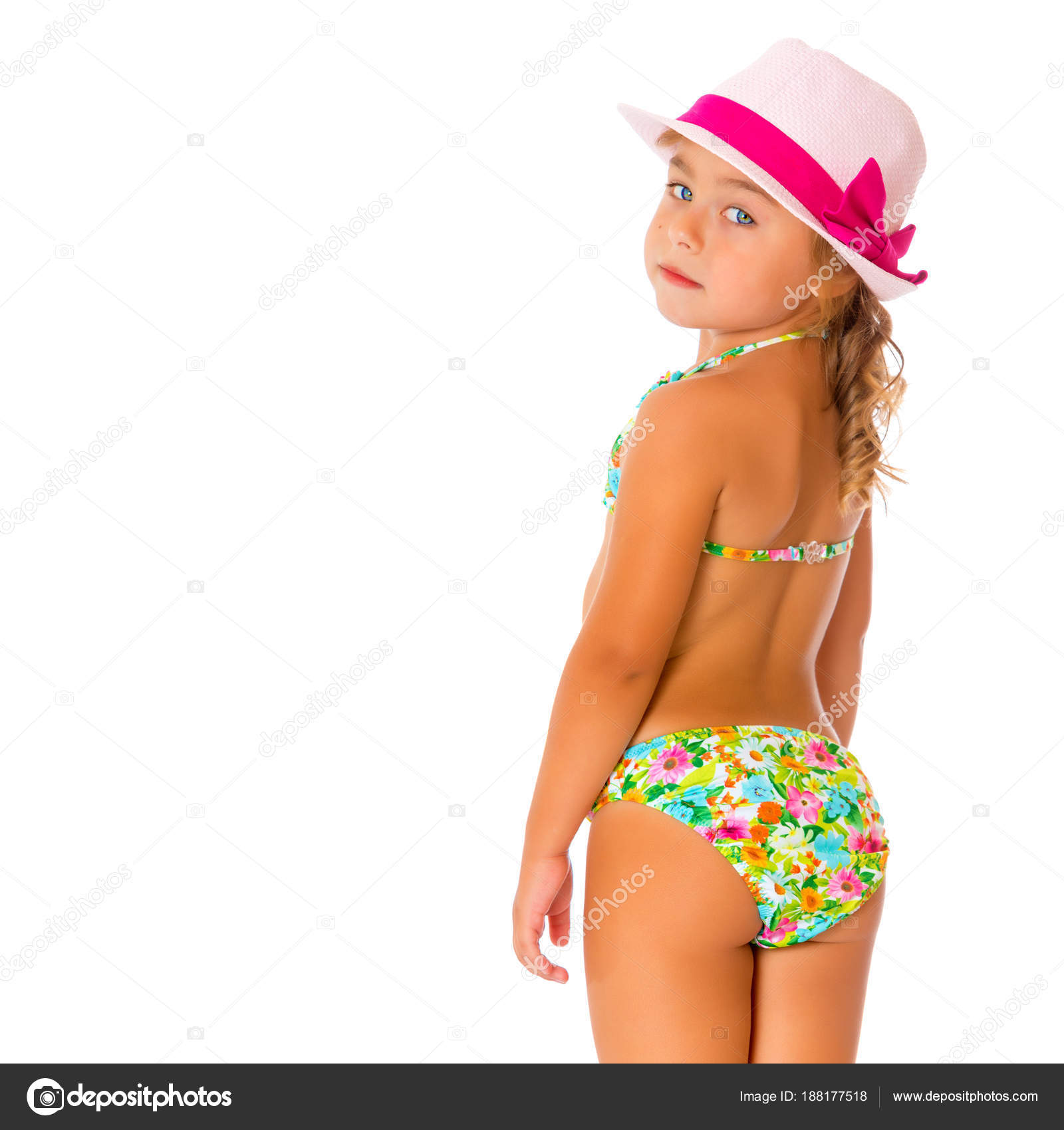 small girl in swimsuit