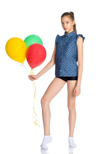Teenage girl with balloons. — Stock Photo, Image