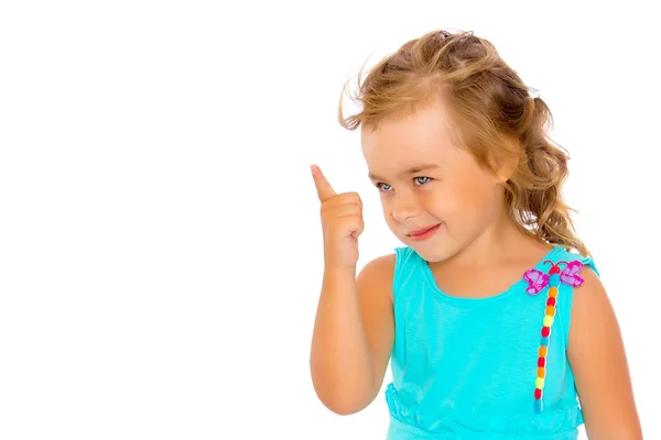 Little girl points with a finger — Stock Photo, Image