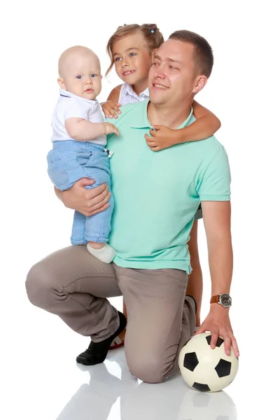 Happy dad with young children. — Stock Photo, Image