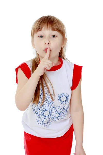 Κοριτσάκι χειρονομία ήσυχα — Φωτογραφία Αρχείου