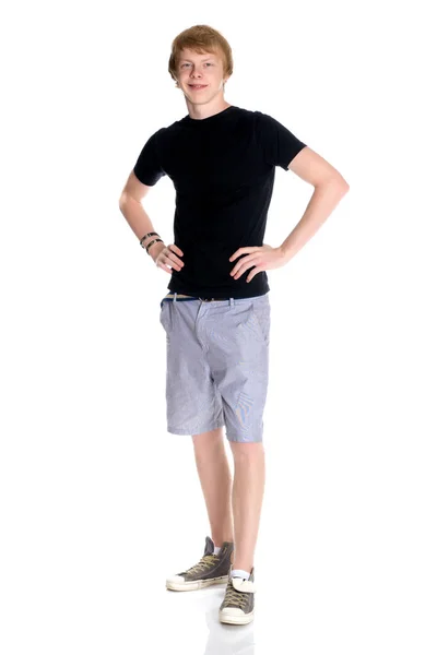 Junger Kerl in kurzen Hosen und Weste — Stockfoto