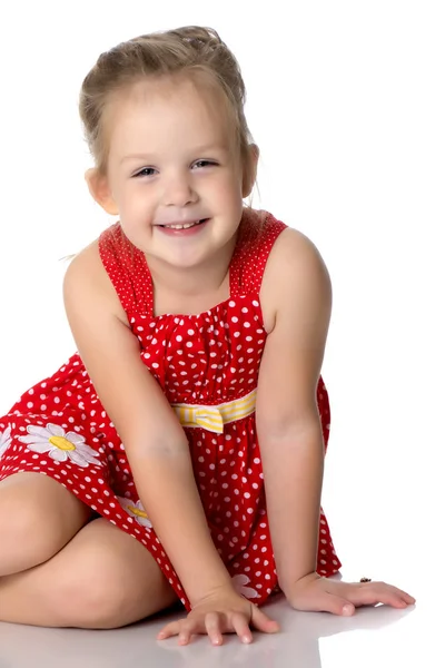 Модная маленькая девочка в платье — стоковое фото