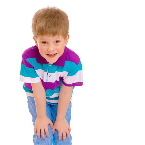 Portret van kleine jongen close-up, geïsoleerd. — Stockfoto