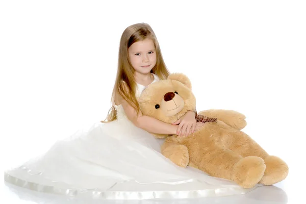 Little girl with teddy bear — Stock Photo, Image