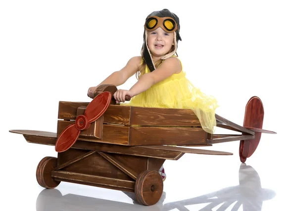 Menina no boné do piloto — Fotografia de Stock