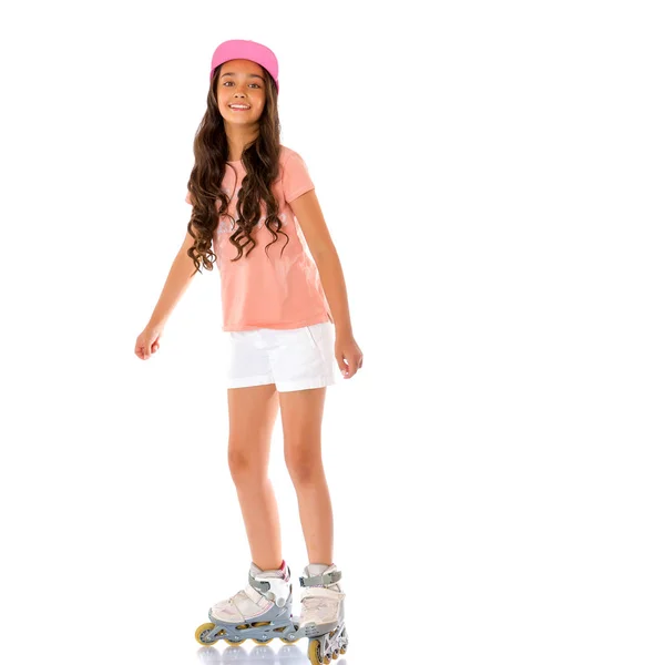 Asiatique adolescent fille roller-skating . — Photo