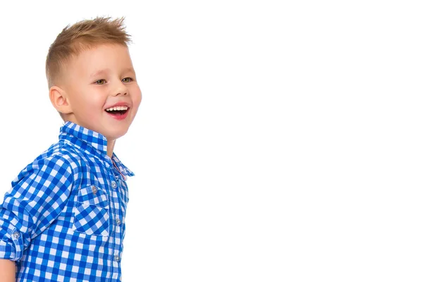 Stilig liten pojke som skrattar. — Stockfoto