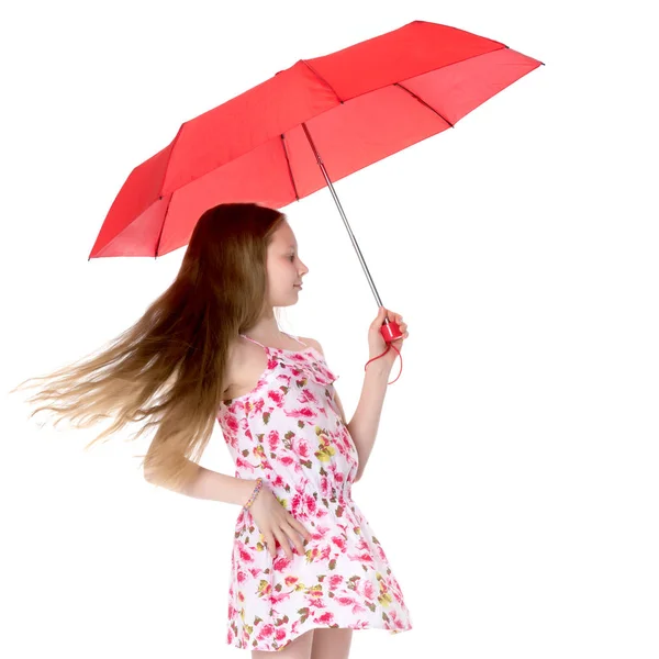 Bambina con ombrello. — Foto Stock