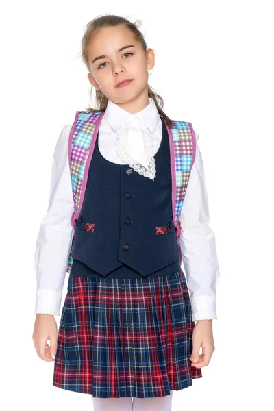 Hermosa niña en uniforme escolar . —  Fotos de Stock