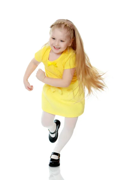 Girl is running somewhere. — Stock Photo, Image