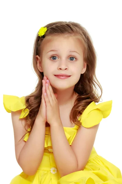 Fashionable little girl in a dress Stock Photo