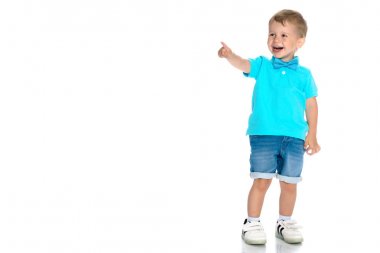 Küçük çocuk bir parmak gösterilen