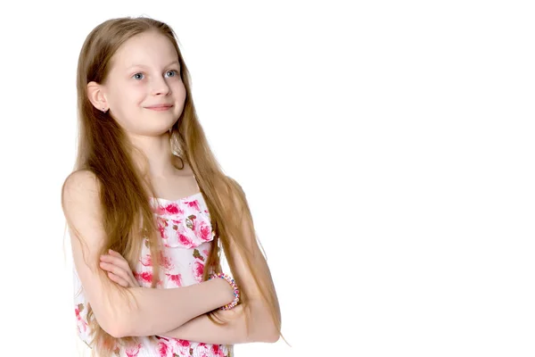 Portrait of a little girl close-up. — Stock Photo, Image