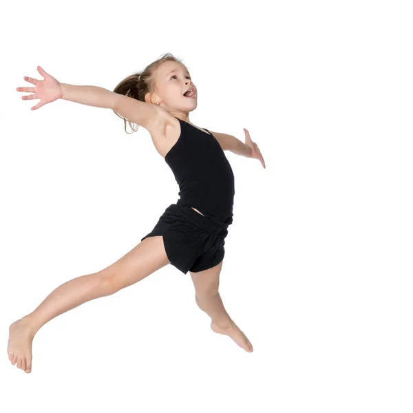 Tjej gymnast hoppning. — Stockfoto