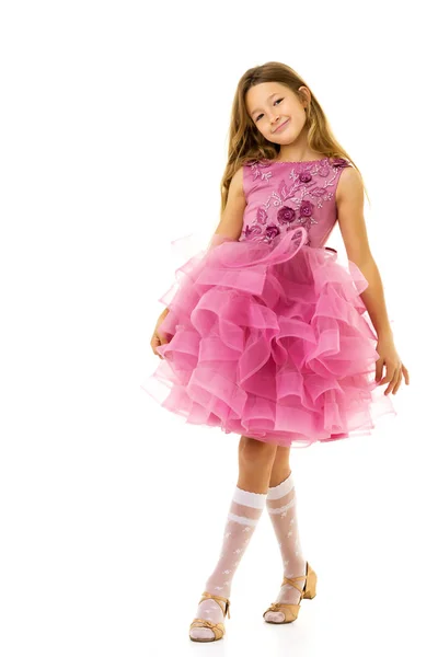 エレガントなドレスの女の子。幸せな子供時代の概念 — ストック写真