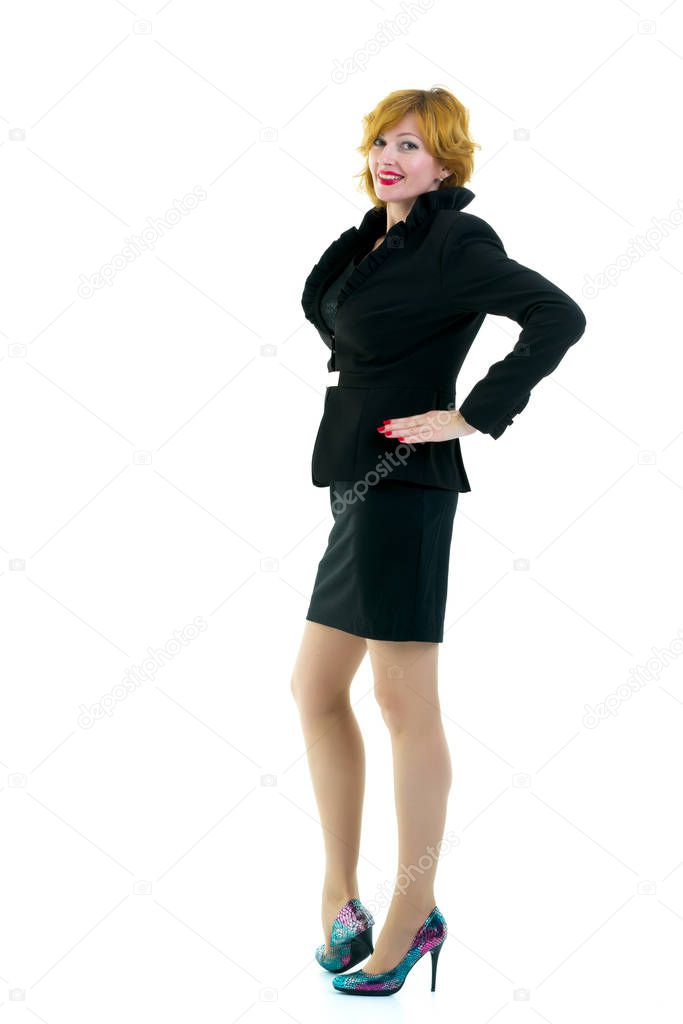 portrait in full growth of a successful young business woman