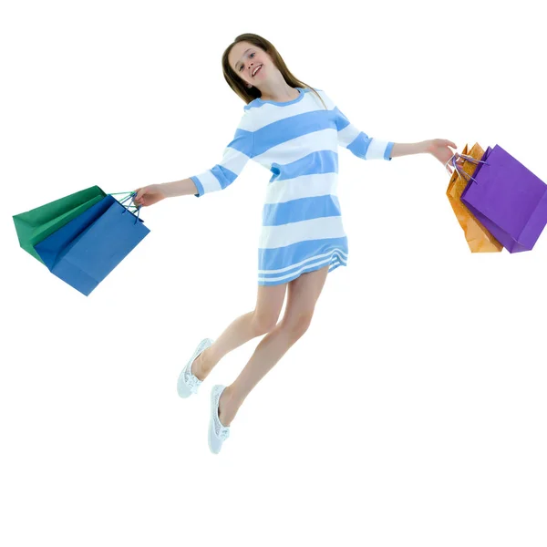 A teenage girl is jumping — Stock Photo, Image