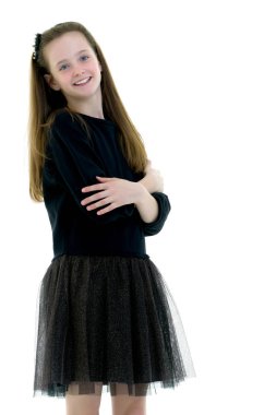 Liseli kız stüdyo resmi beyaz arka plan