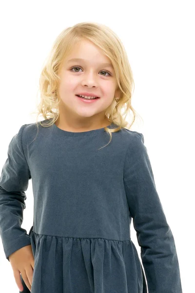 Retrato de uma menina close-up.Isolado no fundo branco. — Fotografia de Stock