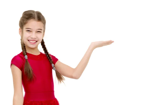 Kleines Mädchen zeigt einen Finger — Stockfoto