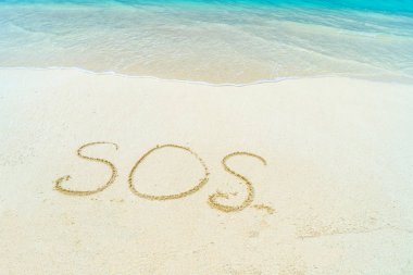 Mavi deniz kıyısında güneşli güzel bir sahil. Yazı