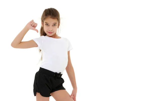 Niña en una camiseta blanca . — Foto de Stock