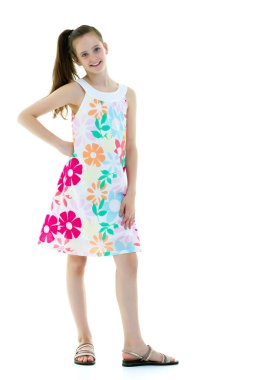 Liseli kız, genç kız stüdyo fotoğrafı. İzole edilmiş