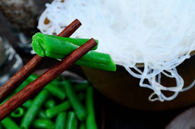  Asya tahta sopa yeşil fasulye