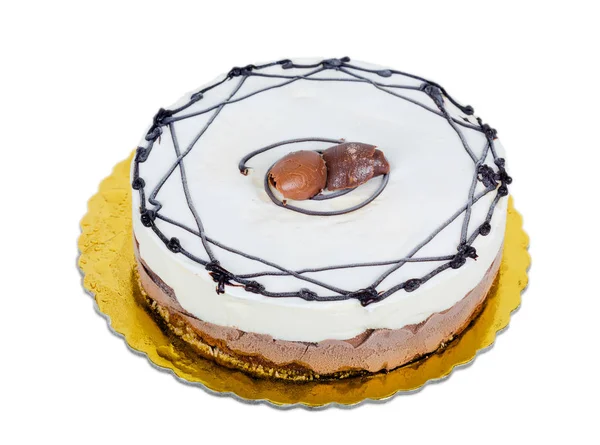 Bolo de sorvete de chocolate branco isolado — Fotografia de Stock