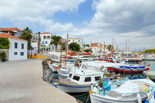 Fishing boats in the old harbor, Spetses island, Greece Royalty Free Stock Images