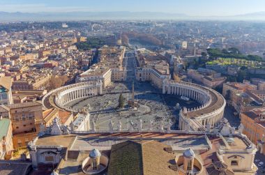 Saint Peter's Meydanı şehrin, Roma, İtalya, Vatikan ve hava görünümünde