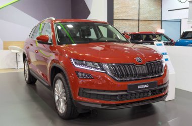 Atina, Yunanistan - 14 Kasım 2017: Skoda Kodiaq Aftokinisi-Fisikon 2017 Motor Show'da.