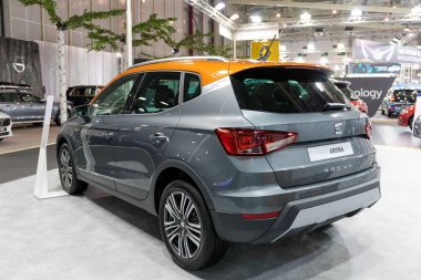 Atina, Yunanistan - 14 Kasım 2017: Koltuk Arona Aftokinisi-Fisikon 2017 Motor Show'da.