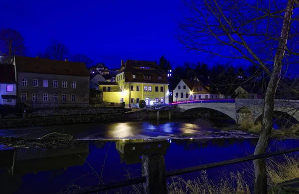 Osvětlené Pevnosti Noci Budyšíně Spolkové Zemi Sasko Německu — Stock fotografie